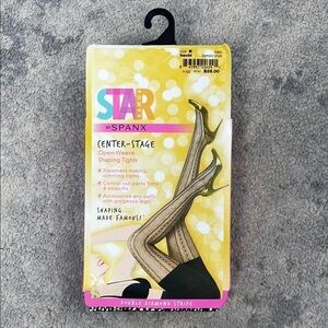 Spanx Star Power Center Stage Shaping Tights Double Diamond Stripe Black Sz B